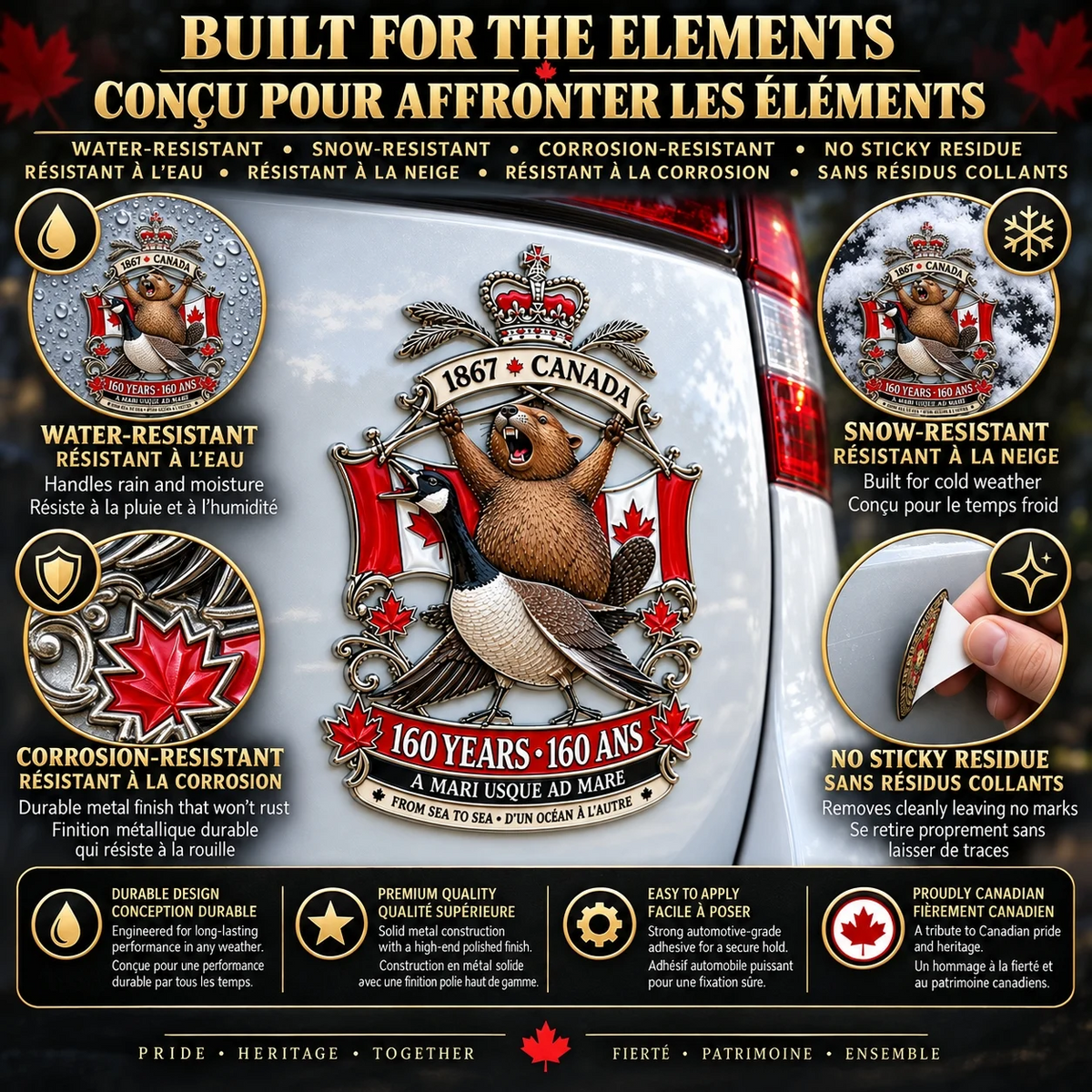 🍁Canada 160th Anniversary “A Mari Usque Ad Mare” Tribute Metal Car Emblem