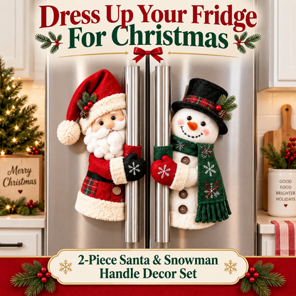 🎅⛄ Christmas Kitchen Handle Huggers™ – Santa & Snowman Holiday Decor 🎄