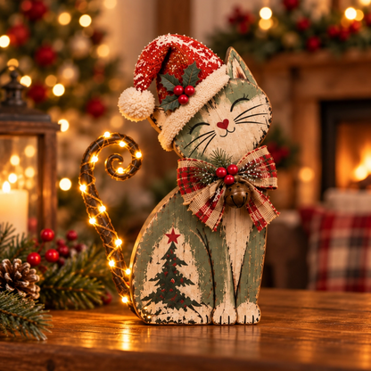 Vintage Lighted Christmas Cat Trio