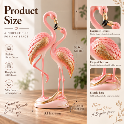 🦩✨ Blush & Gold Flamingo Couple Figurine 🌸💗