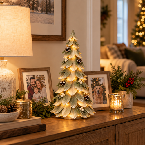 🎄 Winterleaf Glow™ Lighted Tabletop Christmas Tree with Warm LED & Timer