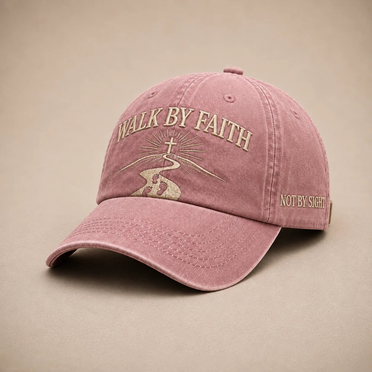 ✝️ WALK BY FAITH Vintage Embroidered Cap |  A Meaningful Vintage-Washed Cap for Church, Everyday Wear, Road Trips & Encouragement Gifts. ✨