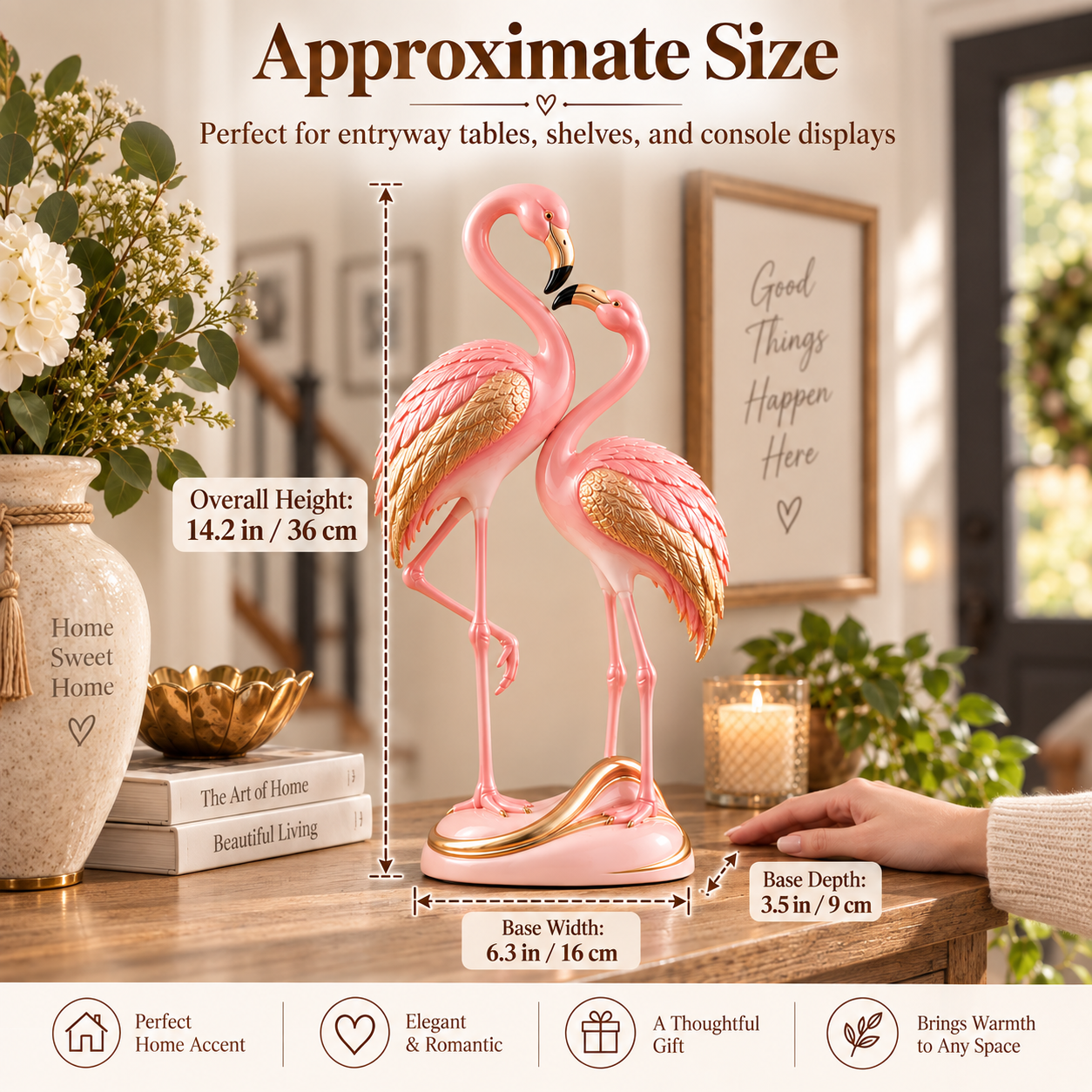 Blush gold flamingo couple size