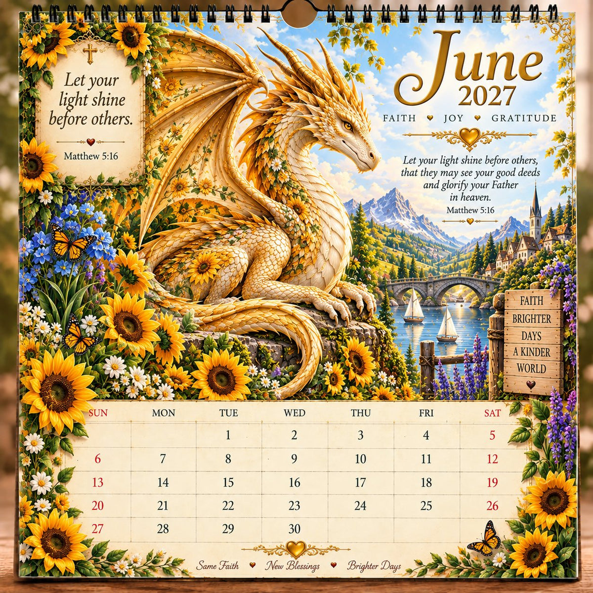 🔥LAST DAY 49% OFF - 🐉📖2027 Dragon Seasons of Faith Calendar – 12 Fantasy Dragons, Scripture & Seasonal Christian Art
