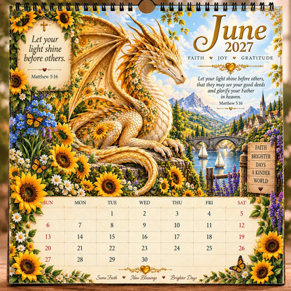 🔥LAST DAY 49% OFF - 🐉📖2027 Dragon Seasons of Faith Calendar – 12 Fantasy Dragons, Scripture & Seasonal Christian Art