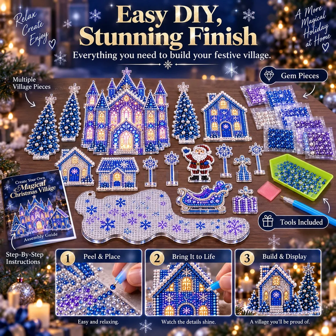 Christmas village gem art details