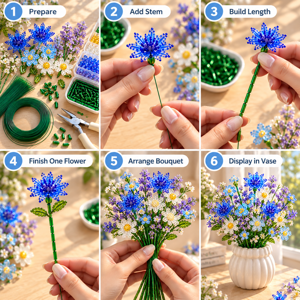 🌸 DIY Beaded Flower Bouquet Kit | Create Your Own Forever Blooming Crystal Flowers