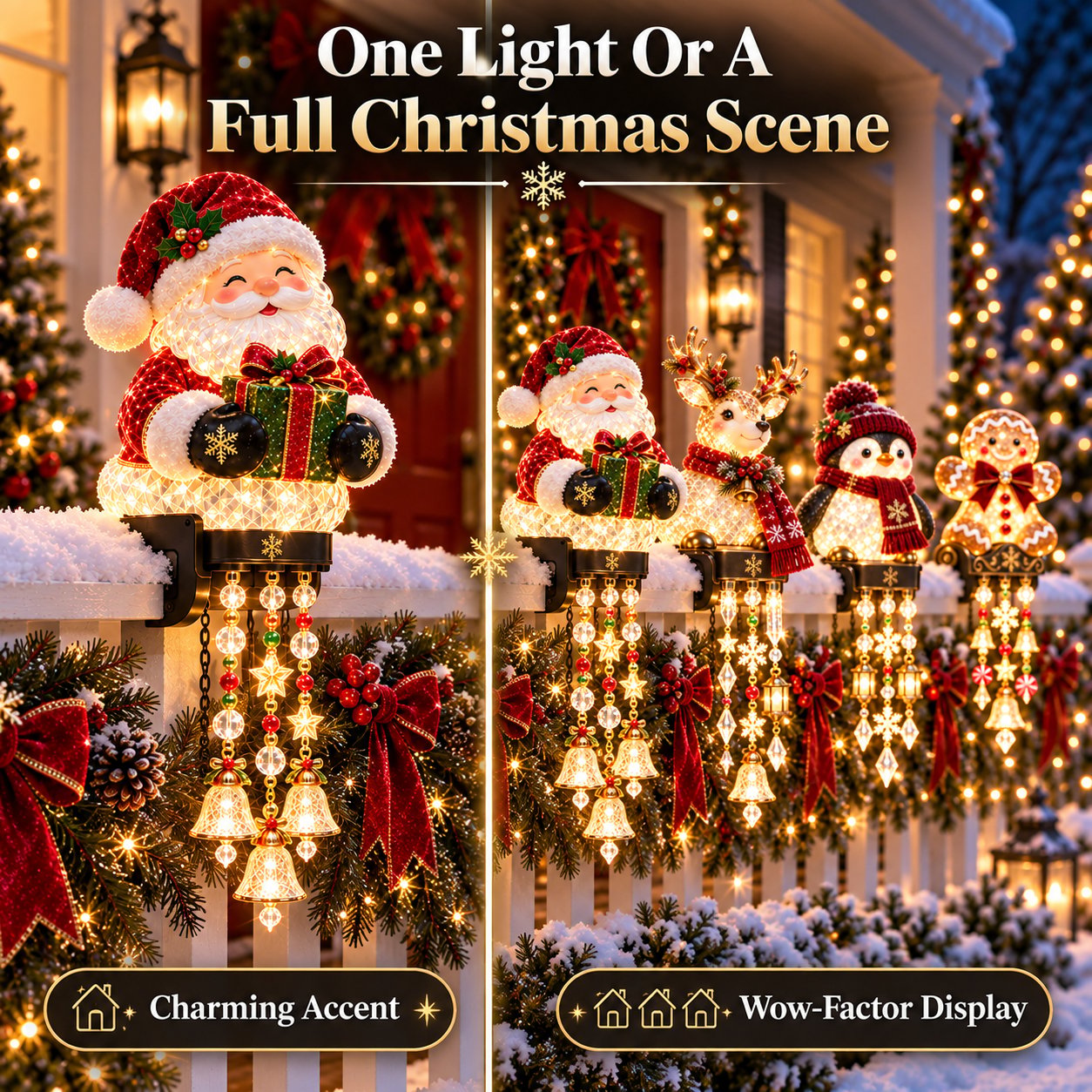 🎄 Weihnachtslichter fürs Verandageländer – 4 festliche Figuren-Designs