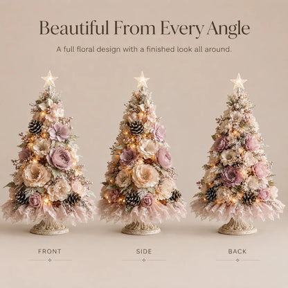 🌸 Blush Bloom™ Pre-Lit Floral Tabletop Christmas Tree