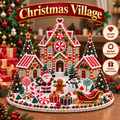 🎄 3D Christmas Village Gem Art DIY Kit – Sparkling Handmade Holiday Display
