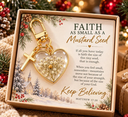 ⏳ Last Day 50% OFF –✝️ Mustard Seed Faith Keychain — Keep Believing