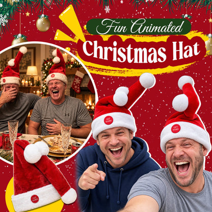 🎅 Jolly Wiggle™ Animated Santa Hat | Funny Moving Christmas Party Hat