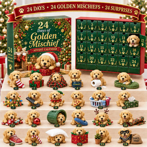 🎄 24 Days of Golden Mischief Advent Calendar – 24 Unique Golden Retriever Collectibles