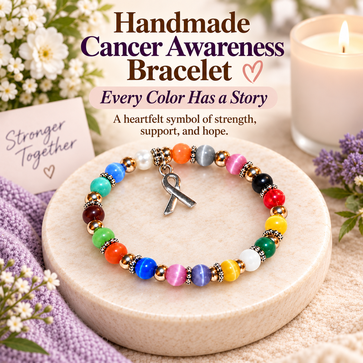 🎗️ 18 Colors of Courage Cancer Awareness Bracelet – Wear Hope, Strength & Support