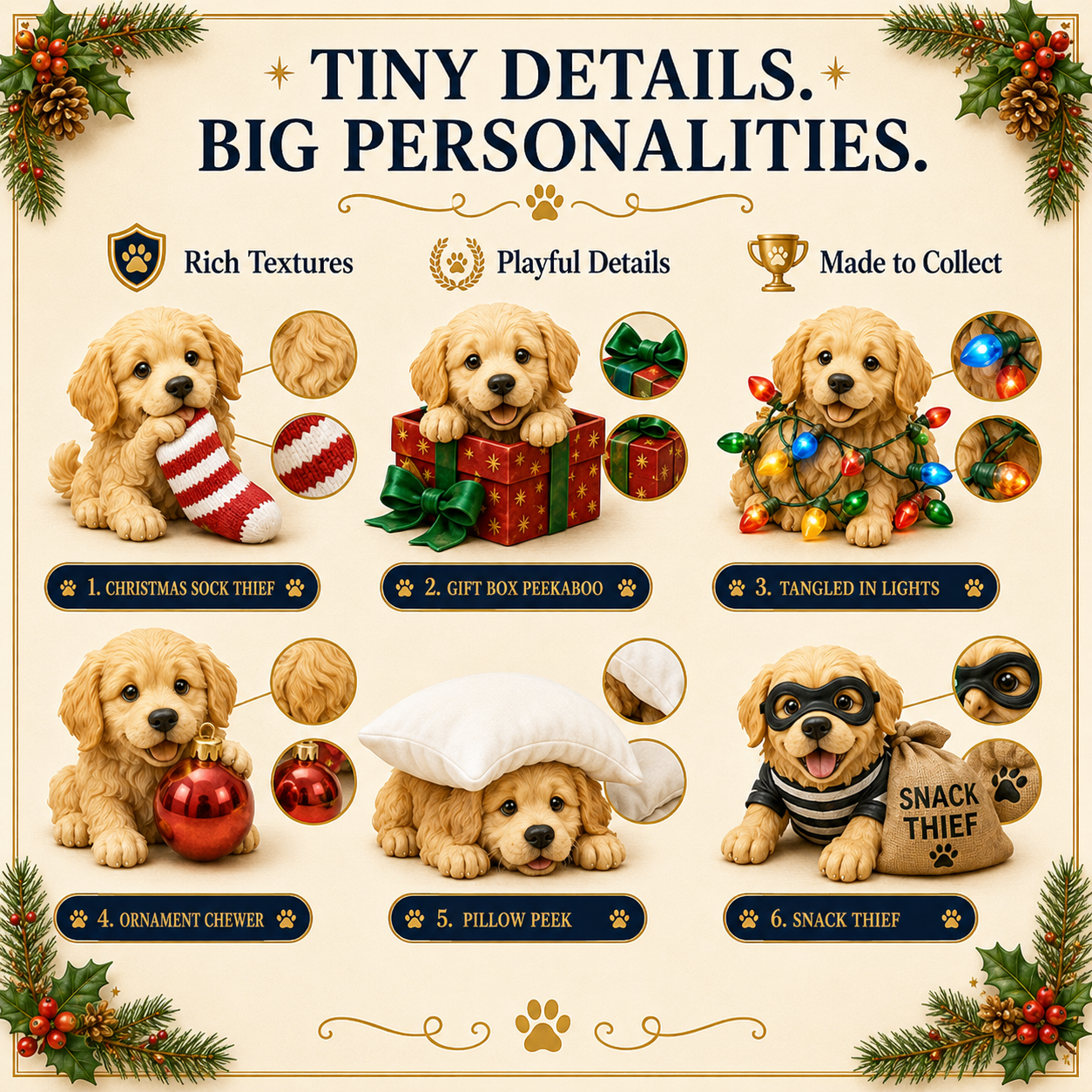 🎄 24 Days of Golden Mischief Advent Calendar – 24 Unique Golden Retriever Collectibles
