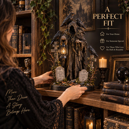 🐦‍⬛ Keeper of the Last Light™ | Lighted Raven Guardian Gothic Statue
