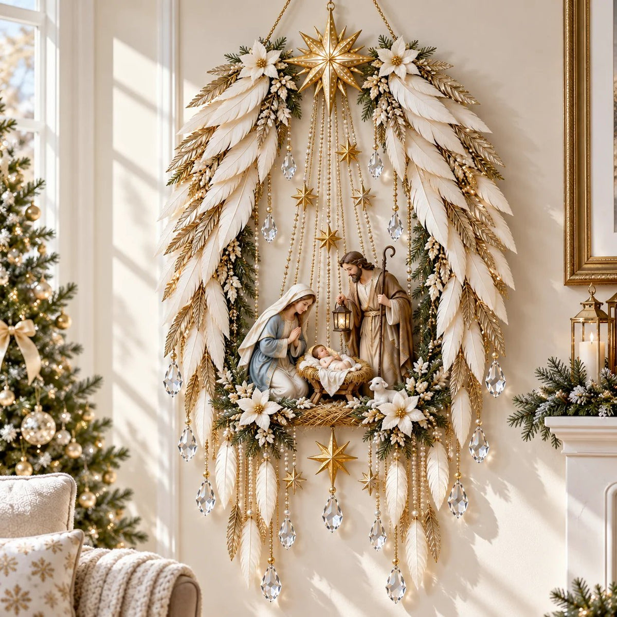✨👼 Heavenly Angel Wings Nativity Light✨ – Lighted Christmas Wall Decor  ✈️