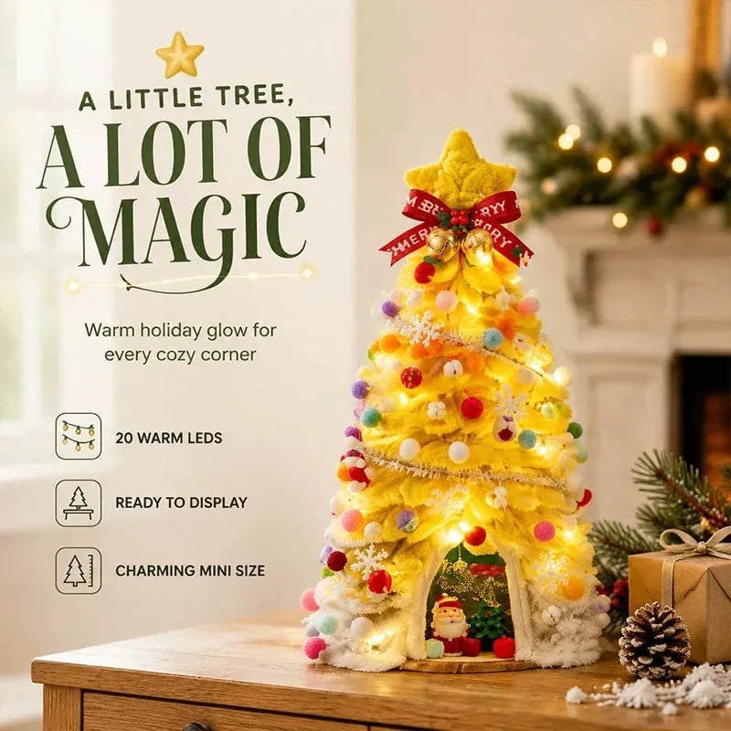 Lighted DIY pipe cleaner Christmas tree house