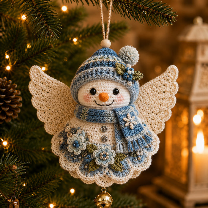 Snowman Angel crochet ornament