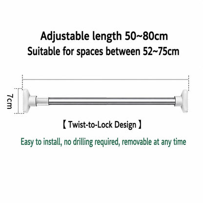 Punch-Free Adjustable Telescopic Tension Rod for Closet & Laundry Organization