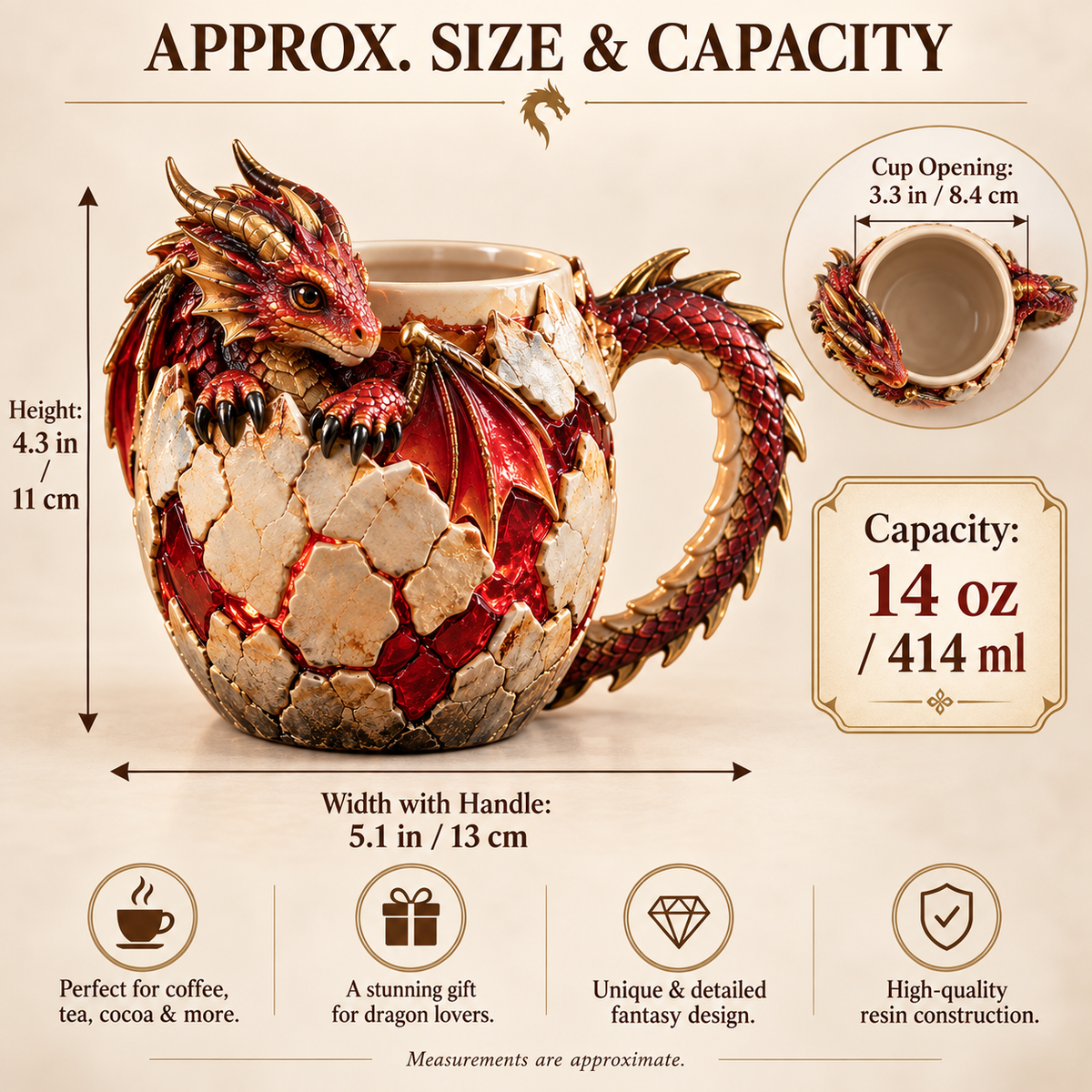 ⏰Limited Stock 50% OFF - 🐉🔥 Dragonbound Realms™ Sculpted Dragon Mug Collection ✨☕