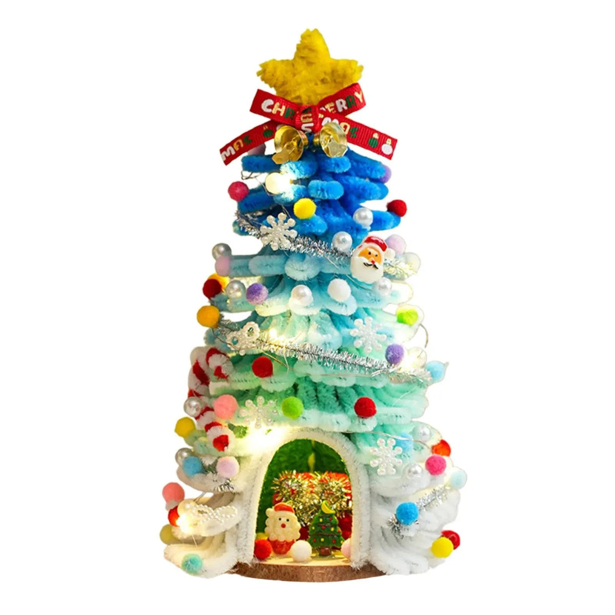 🎄✨DIY Pipe-Cleaner Christmas Tree House Kit with Lights