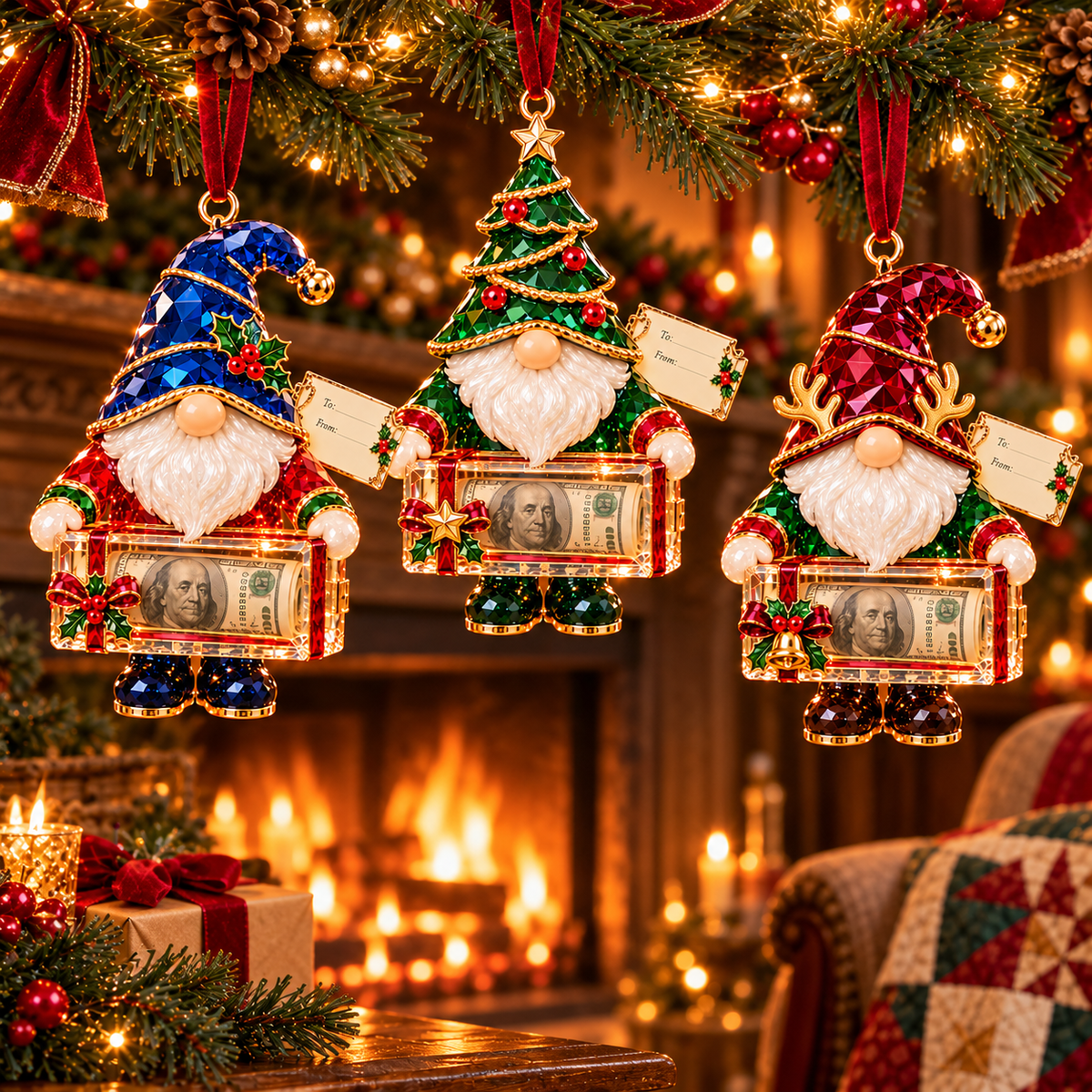 Christmas Gnome Money Holder Ornaments – 6 Festive Designs with Gift Tags
