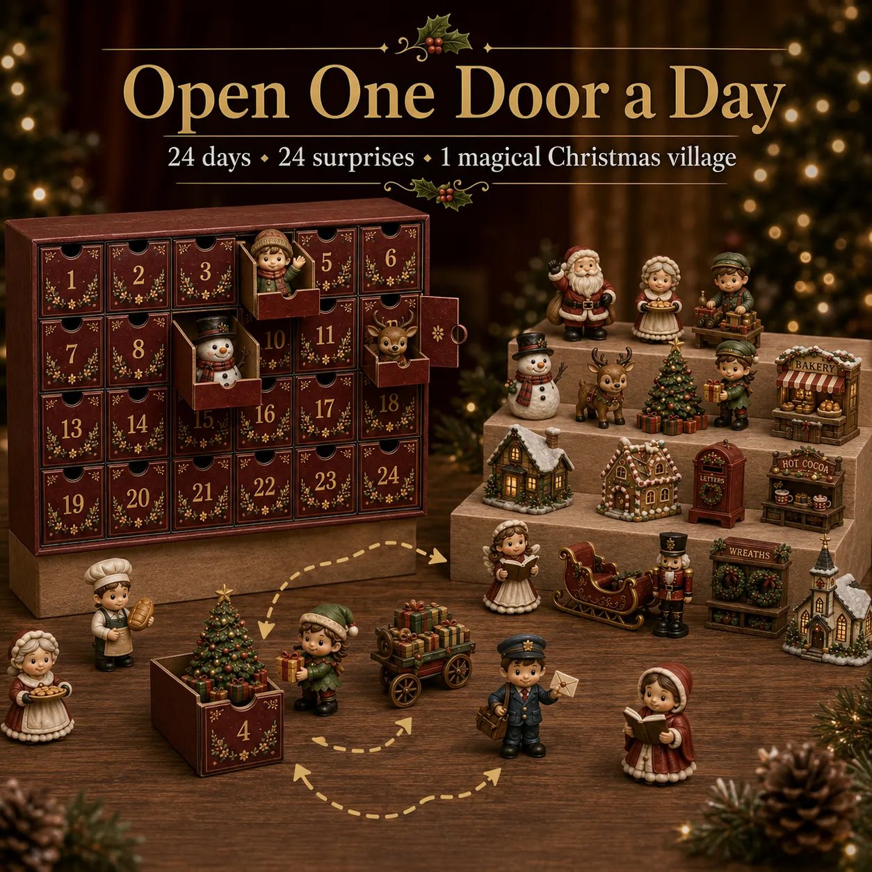 Open one Christmas village surprise each day