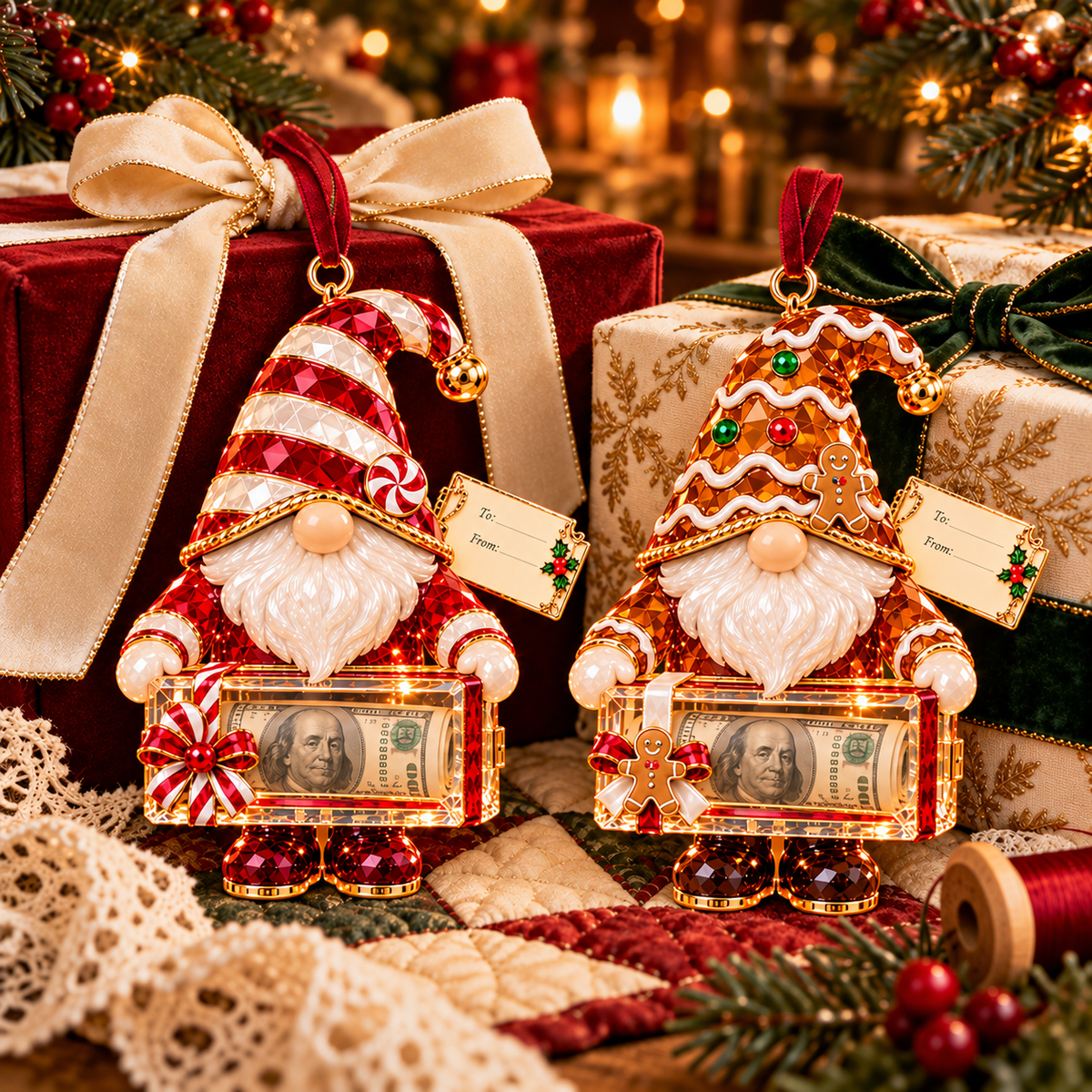 Christmas Gnome Money Holder Ornaments – 6 Festive Designs with Gift Tags