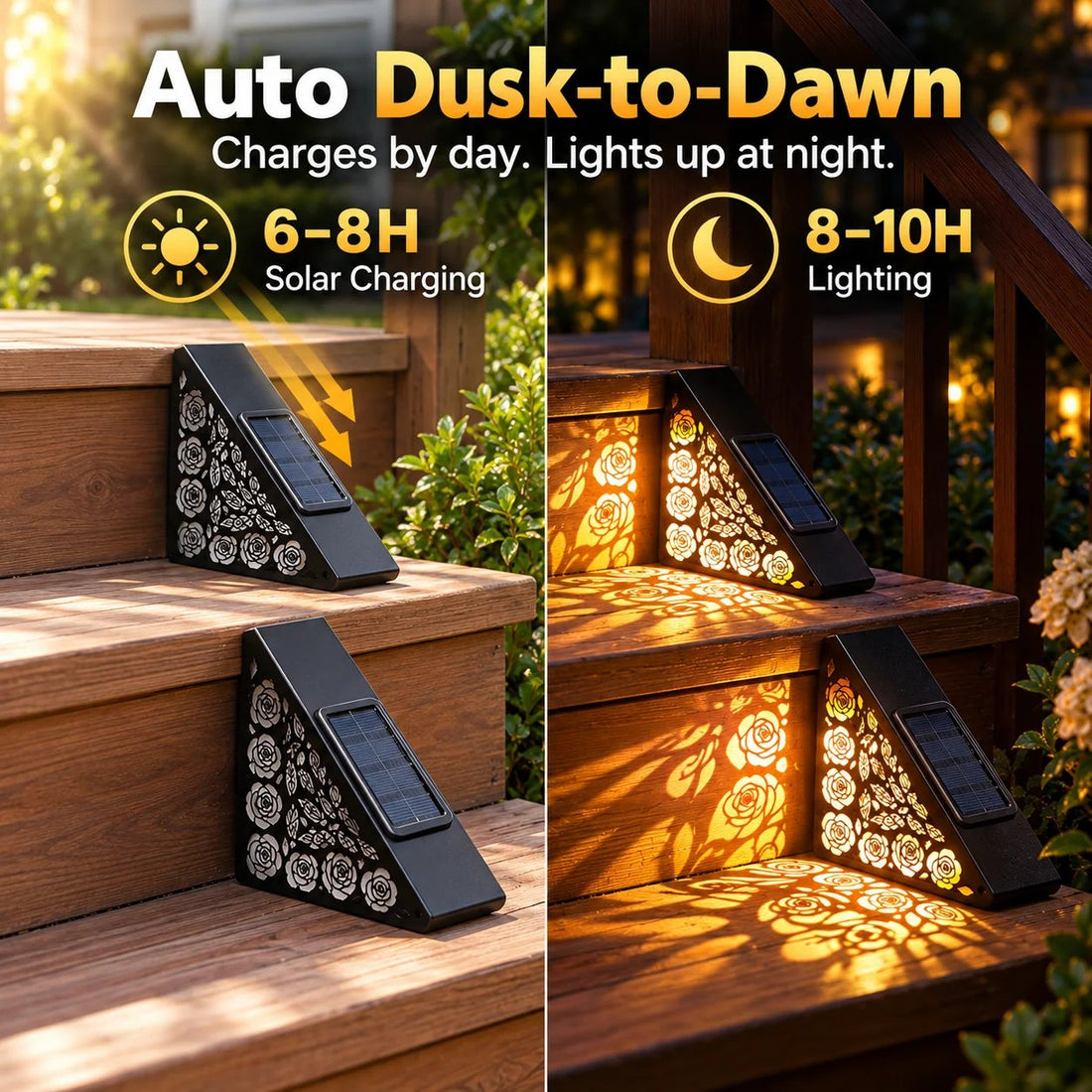 Wireless solar step light installation