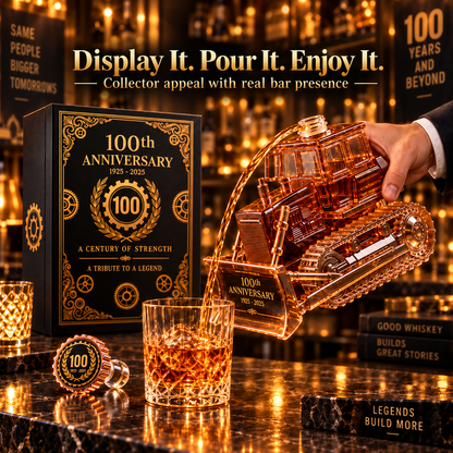 🚜 Century of Strength™ Bulldozer Crystal Whiskey Decanter – 500ml Collector Edition
