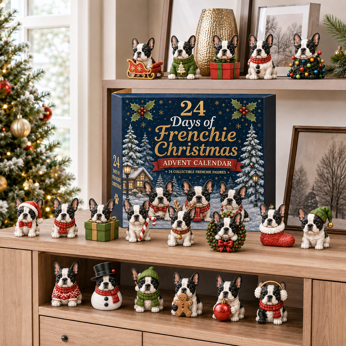 24 Days of Frenchie Christmas Advent Calendar – 24 Unique French Bulldog Collectible Figures