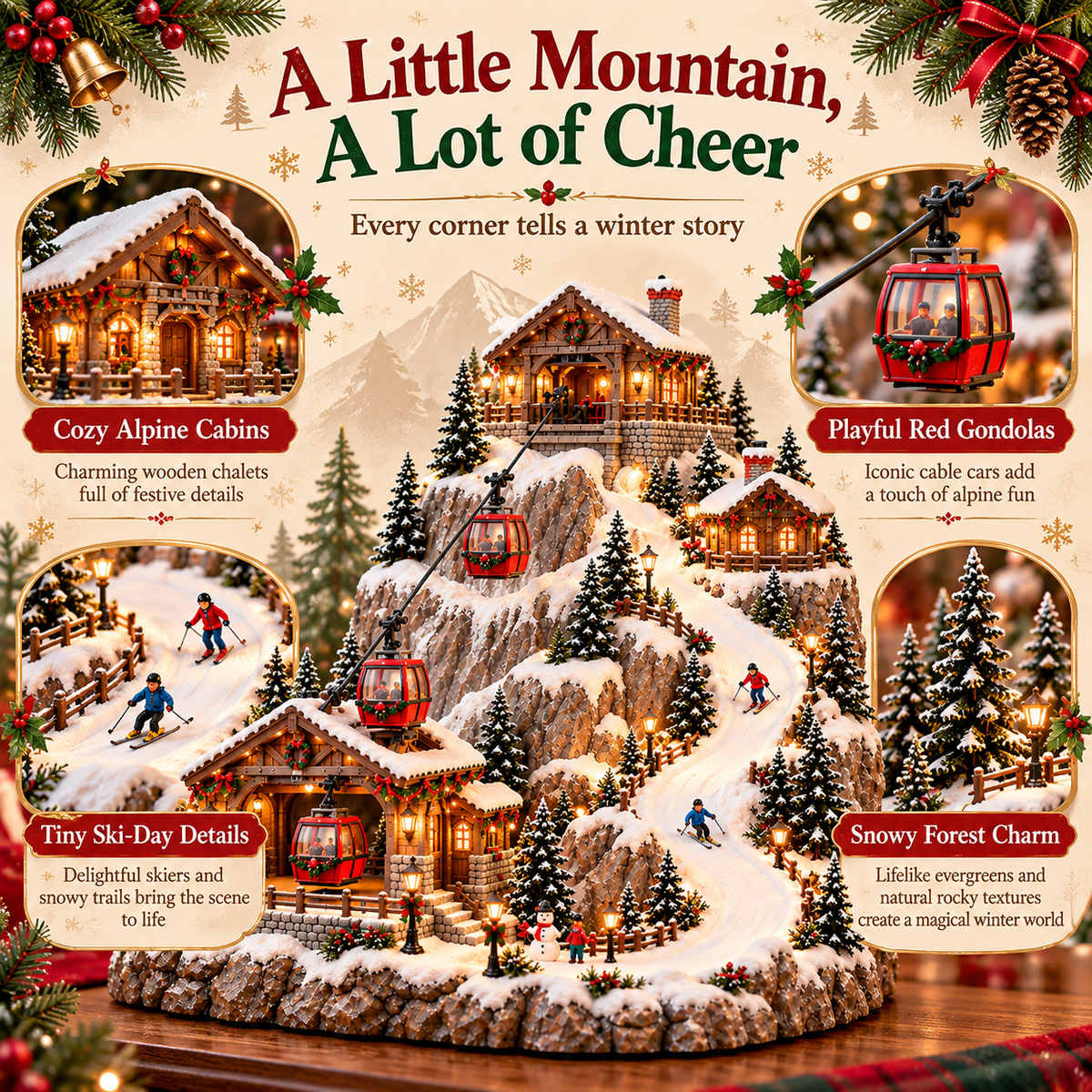 Alpine Christmas Ski Village festive mountain details