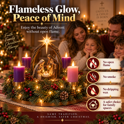 🔥 👼Lighted Nativity Advent Wreath – A Sacred 4-Week Christmas Tradition🕯️