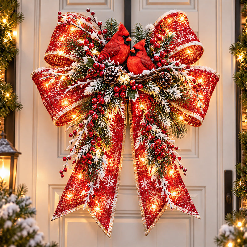 🎄 Christmas Sale 50% OFF! 🎀 Magic Bow Door Hangers – Oversized Light-Up Holiday Bows in 6 Festive Styles