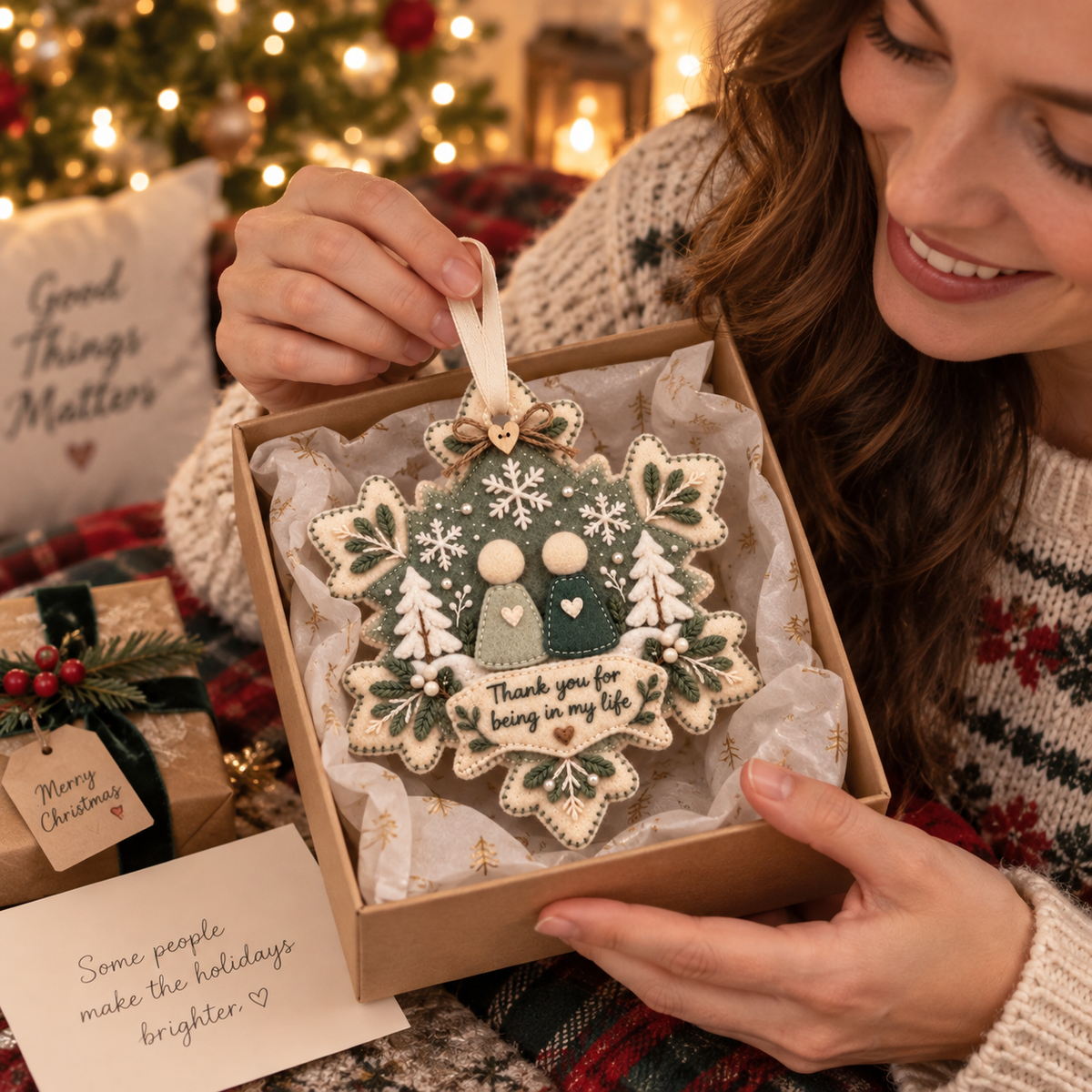 🧶 Thankful Hearts Christmas Keepsake™ | Handcrafted Felt Ornament