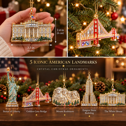 ✨ Stars Across America™ Crystal Landmark Keepsake Collection | 5 Iconic Christmas Ornaments