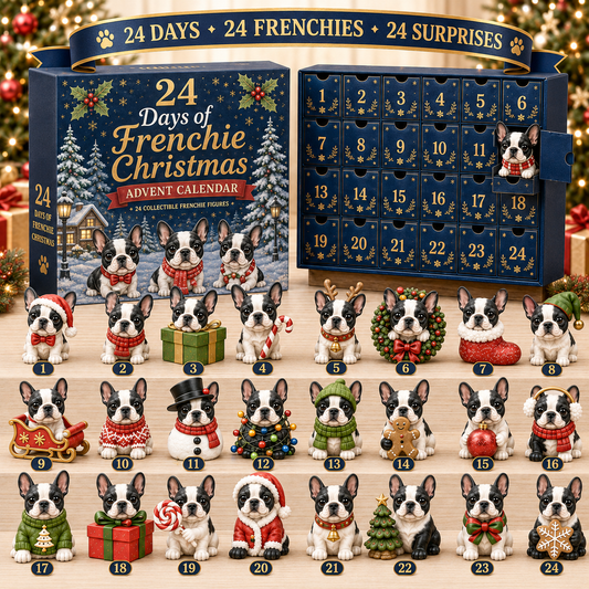 24 Days of Frenchie Christmas Advent Calendar – 24 Unique French Bulldog Collectible Figures