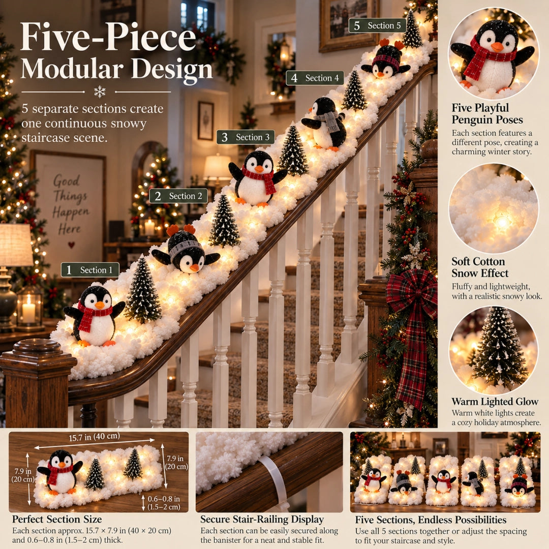 Penguin Christmas staircase decoration