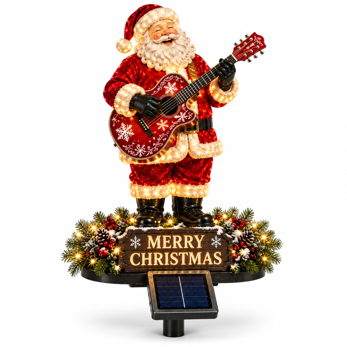 🔥49% Off Last Day Solar-Powered Light-Up Guitar Santa Christmas Yard Decoration