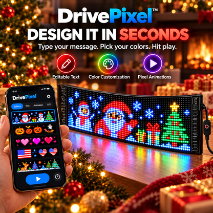 🎄 DrivePixel™ Smart LED Car Window Display | App-Controlled Animated Pixel Screen