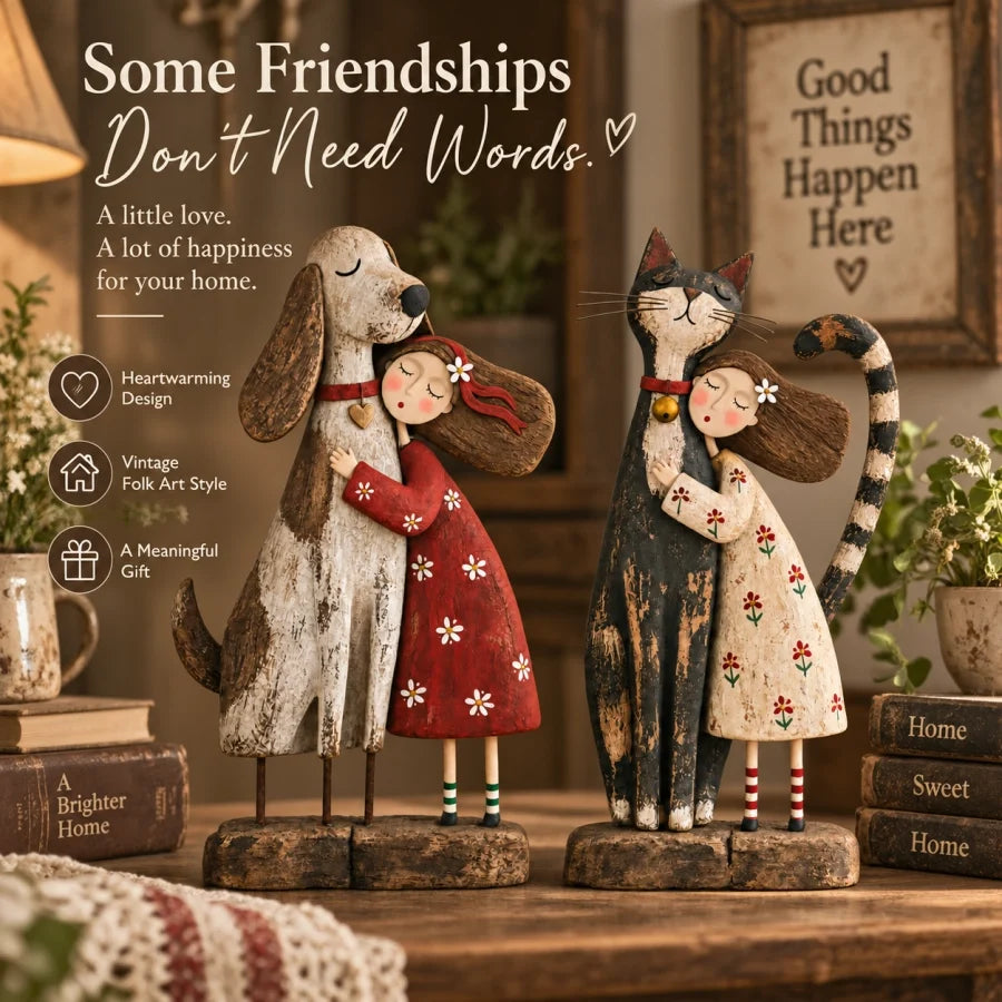 Some friendships do not need words folk art figurine