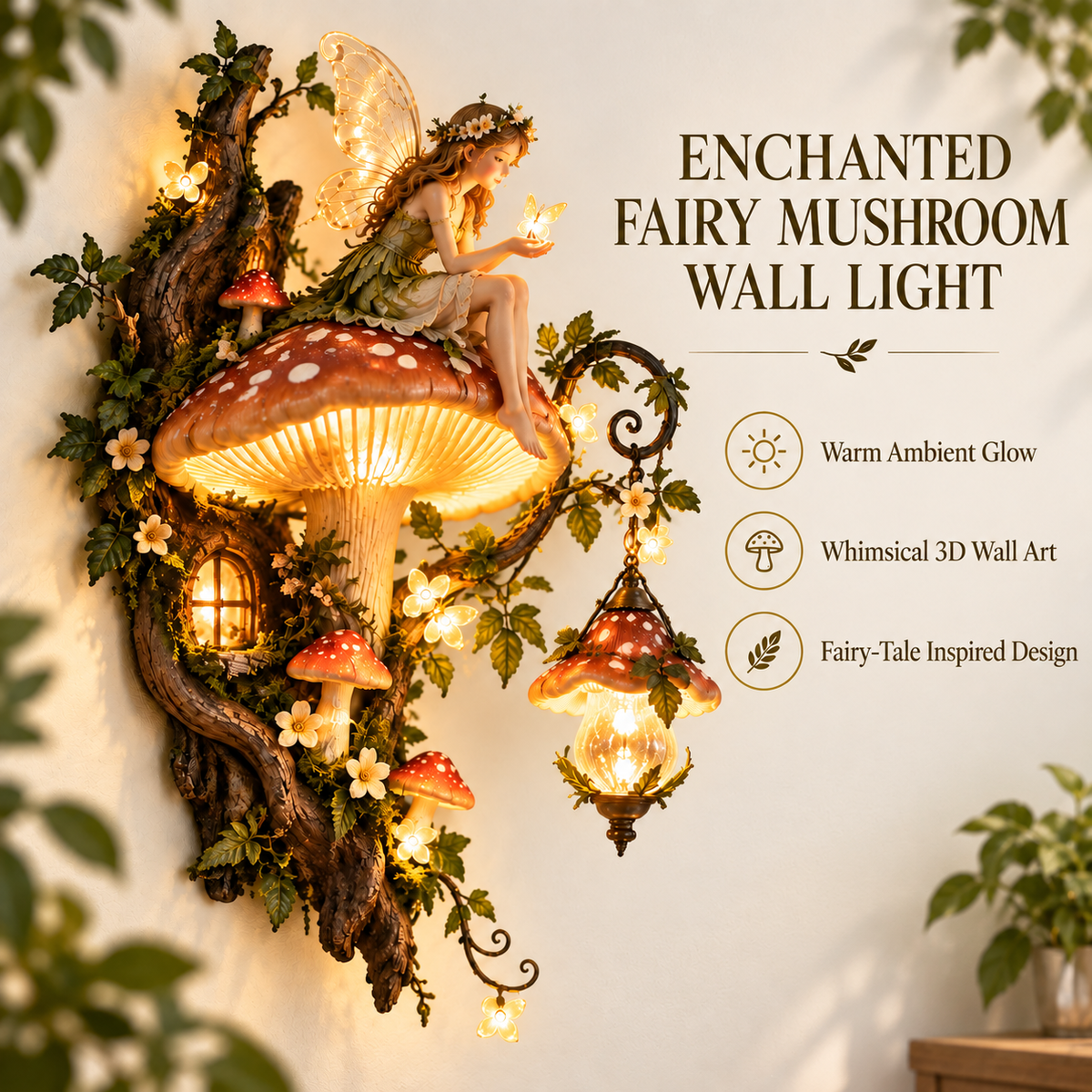 Fairy mushroom wall art during daytime