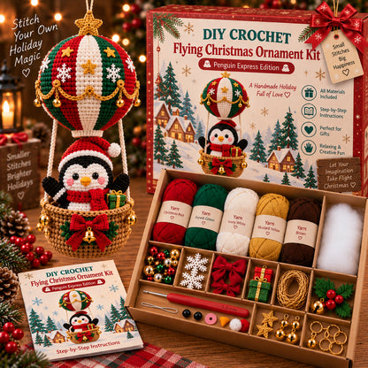 🎄✨ Christmas Skybound™ DIY Crochet Ornament Kit 🧶🎅 12 Flying Holiday Characters