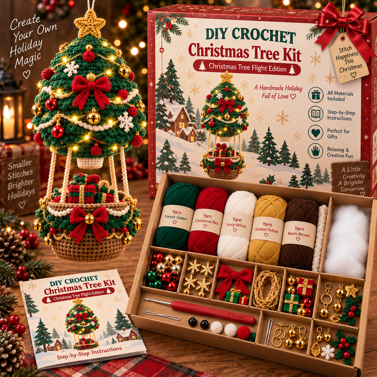 🎄✨ Christmas Skybound™ DIY Crochet Ornament Kit 🧶🎅 12 Flying Holiday Characters
