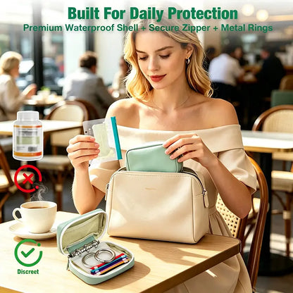 Waterproof Pill Pouch Set, 14pcs Bags Inside, A8 Waterproof Pill Organizer Set, 7 to 14 Days of Meds 💊