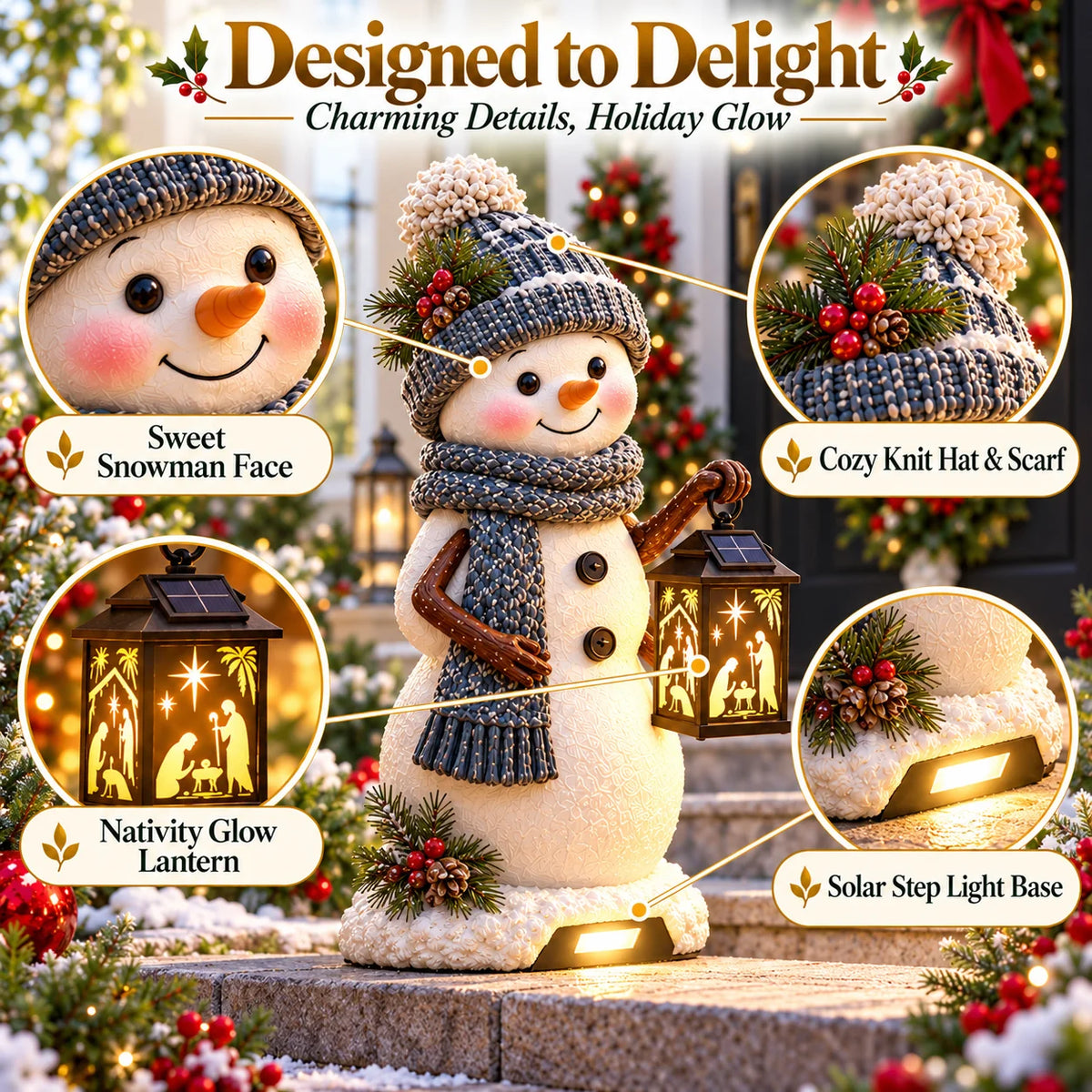 Snowman Christmas decoration detail features