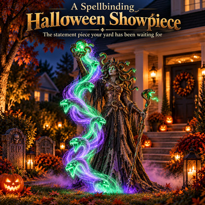 🐍💚 Serpent Queen Lighted Halloween Yard Decor – A Spellbinding Outdoor Showpiece
