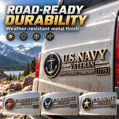 3D Metal Veteran Honor Auto Badge | For daily driving & veteran gatherings