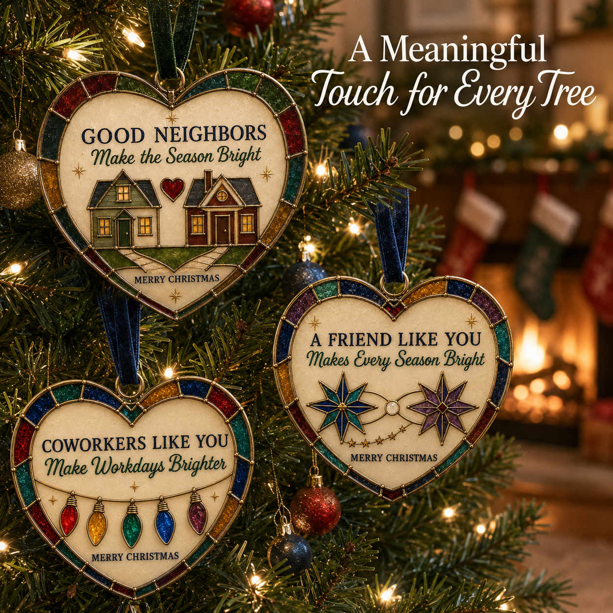 🎄 Heartfelt Stained Glass-Style Christmas Ornament – A Meaningful Gift for Someone Special 💝